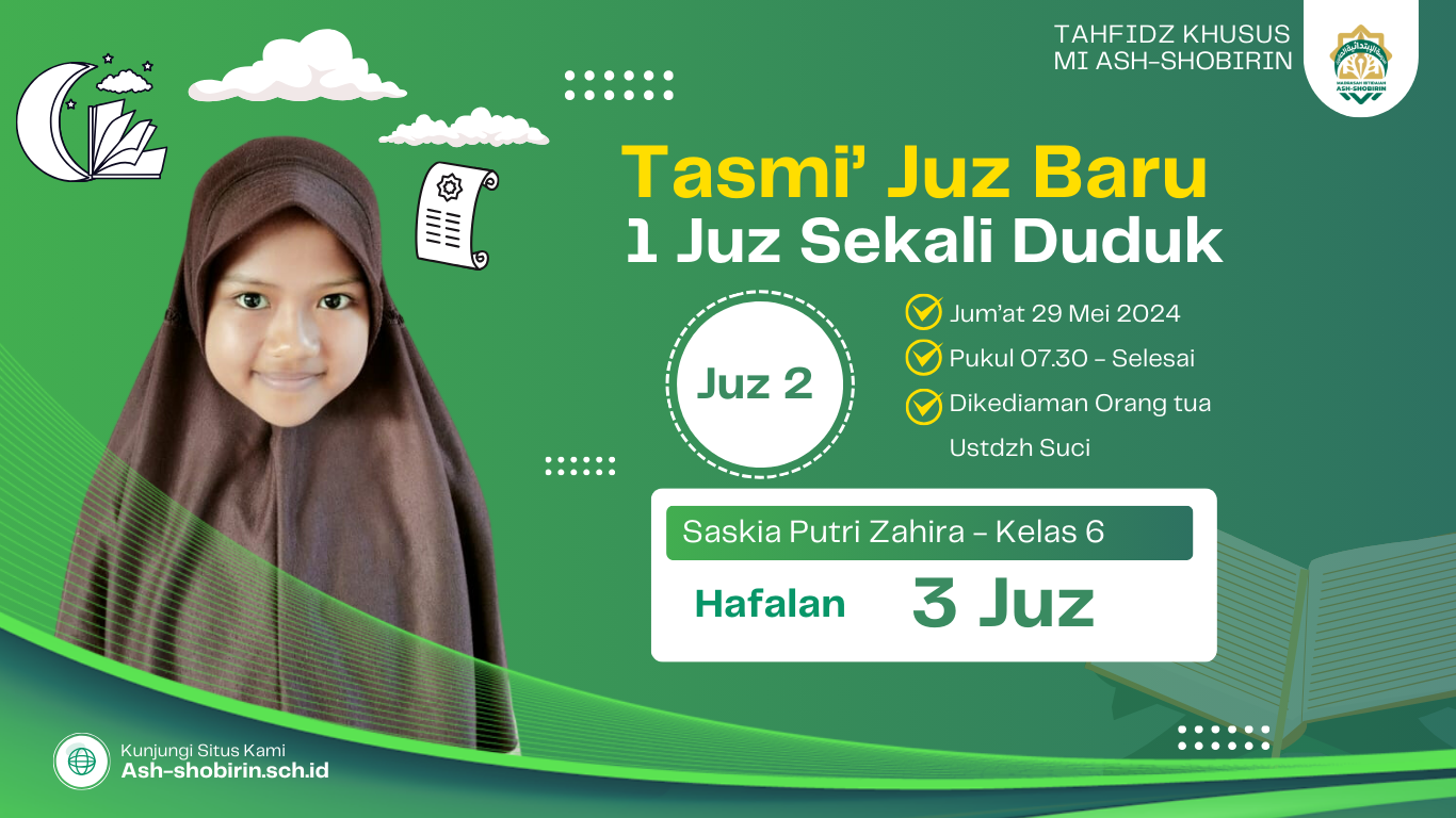 Saskia Putri Zahira, Melaksanakan Ujian Juz 2 Sekali Duduk